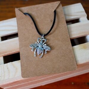 Medium Silver Bee Pendent Necklace